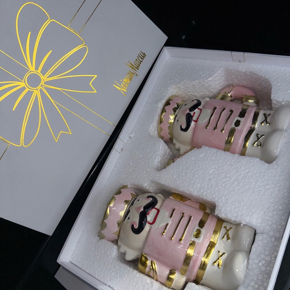 Neiman Marcus Pink and Gold Nutcracker Figurines